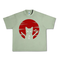 Oil Green ninja cat japanese Urban Heavy Tee - DesigneFamous