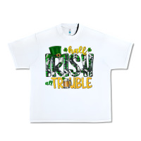 White Half Irish All Trouble Urban Heavy Tee - CowhideDigitalArt