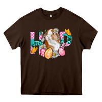 Chocolate Brown Hop Bunny Easter Heavy Core Tee - BundleAndBundleShop
