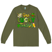 Army Green one lucky teacher Long Sleeve Tee - Artiststas