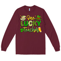 Burgundy one lucky teacher Long Sleeve Tee - Artiststas