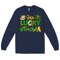 Navy one lucky teacher Long Sleeve Tee - Artiststas