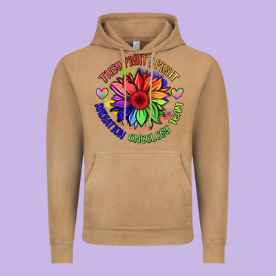 Oncology Team Sunflower Vintage Hoodie Designed By Barkaloodesign