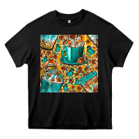 Black american football coffee cups with butterfly and leopard seamless patt Heavy Core Tee - BundleAndBundleShop
