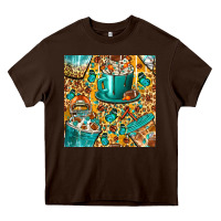 Chocolate Brown american football coffee cups with butterfly and leopard seamless patt Heavy Core Tee - BundleAndBundleShop