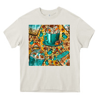Cream american football coffee cups with butterfly and leopard seamless patt Heavy Core Tee - BundleAndBundleShop