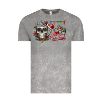 Cloud Rock Merry Christmas  skull Vintage Tee - CowhideDigitalArt