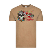 Vintage Coffee Merry Christmas  skull Vintage Tee - CowhideDigitalArt