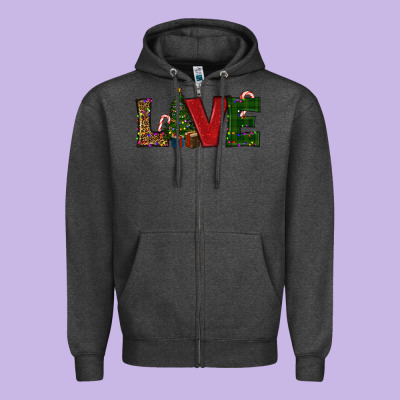 Christmas Tree Love Zipper Hoodie Designed By Ranaportraitstore