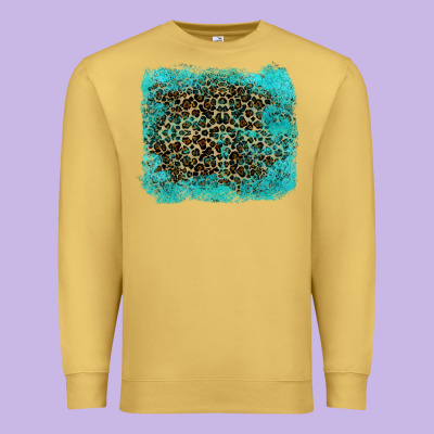 Leopard Turquoise Premium Sweatshirt Designed By Ranaportraitstore