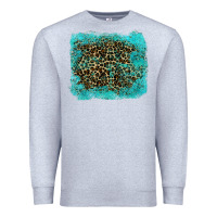 Heather Grey leopard turquoise Premium Sweatshirt - RanaPortraitStore