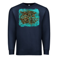 Navy leopard turquoise Premium Sweatshirt - RanaPortraitStore