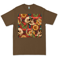 Cacao western skull aztec seamless pattern Premium Tee - BundleAndBundleShop