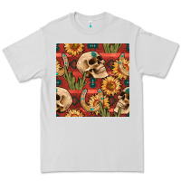 Dove Grey western skull aztec seamless pattern Premium Tee - BundleAndBundleShop