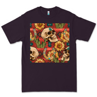 Plum western skull aztec seamless pattern Premium Tee - BundleAndBundleShop