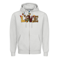 Dove Grey christmas reindeer love Zipper Hoodie - RanaPortraitStore