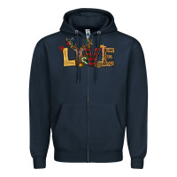 Navy christmas reindeer love Zipper Hoodie - RanaPortraitStore