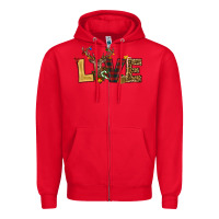 Red christmas reindeer love Zipper Hoodie - RanaPortraitStore