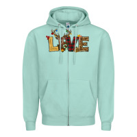 Seafoam christmas reindeer love Zipper Hoodie - RanaPortraitStore