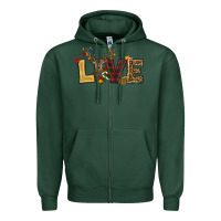 Sports Green christmas reindeer love Zipper Hoodie - RanaPortraitStore