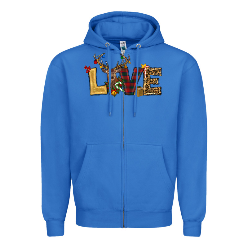 Christmas Reindeer Love Zipper Hoodie by RanaPortraitStore | Teevron