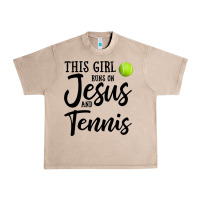 French Oak this girl runs on jesus and tennis Urban Heavy Tee - DesigneFamous