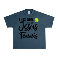 Midnight Navy this girl runs on jesus and tennis Urban Heavy Tee - DesigneFamous