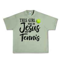 Oil Green this girl runs on jesus and tennis Urban Heavy Tee - DesigneFamous