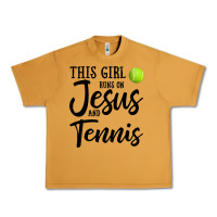 Peanut Butter this girl runs on jesus and tennis Urban Heavy Tee - DesigneFamous