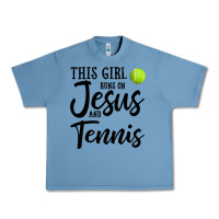 Pebble Blue this girl runs on jesus and tennis Urban Heavy Tee - DesigneFamous