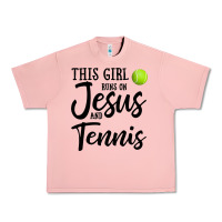 Salmon this girl runs on jesus and tennis Urban Heavy Tee - DesigneFamous