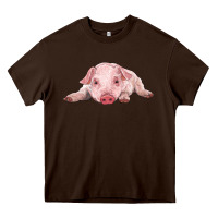 Chocolate Brown baby pig Heavy Core Tee - RanaPortraitStore