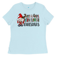 Baby Blue just a girk who loves christmas Ladies Tee - CowhideDigitalArt