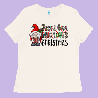 Just A Girk Who Loves Christmas Ladies Tee Designed By Cowhidedigitalart
