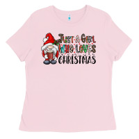Bubblegum Pink just a girk who loves christmas Ladies Tee - CowhideDigitalArt