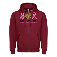 Burgundy peace love cure Zipper Hoodie - RanaPortraitStore