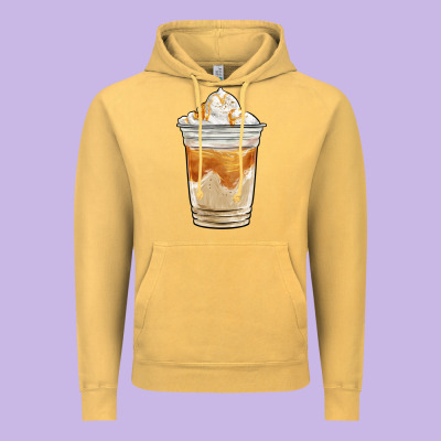Iced Caramel Frappuccino Coffee Vintage Hoodie Designed By Barkaloodesign
