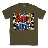 Army Green Land of the Free Home of the Brave Brushstroke Classic Tee - Jasminsmagicworld