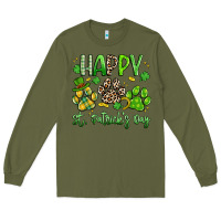 Army Green happy st. patricks day paws Long Sleeve Tee - Artiststas