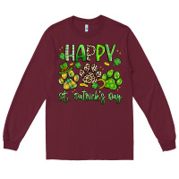 Burgundy happy st. patricks day paws Long Sleeve Tee - Artiststas