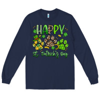 Navy happy st. patricks day paws Long Sleeve Tee - Artiststas