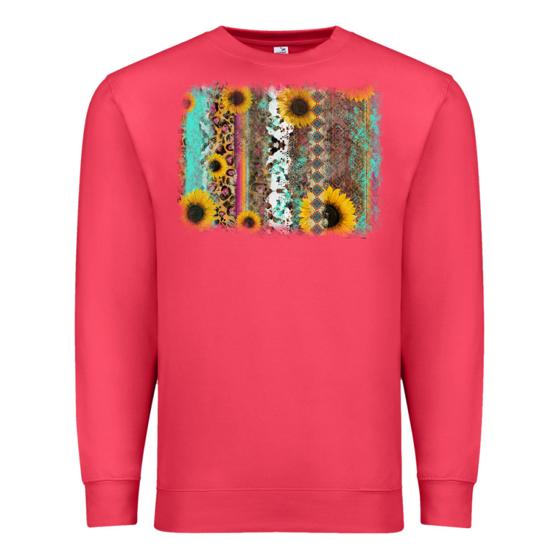 Aztec Leopard Turquoise Sunflower Background Premium Sweatshirt by RanaPortraitStore | Teevron