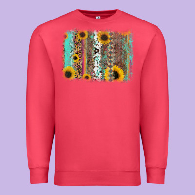 Aztec Leopard Turquoise Sunflower Background Premium Sweatshirt Designed By Ranaportraitstore