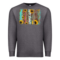 Charcoal Heather aztec leopard turquoise sunflower background Premium Sweatshirt - RanaPortraitStore