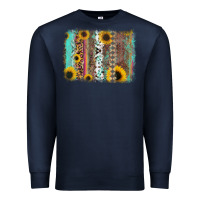 Navy aztec leopard turquoise sunflower background Premium Sweatshirt - RanaPortraitStore