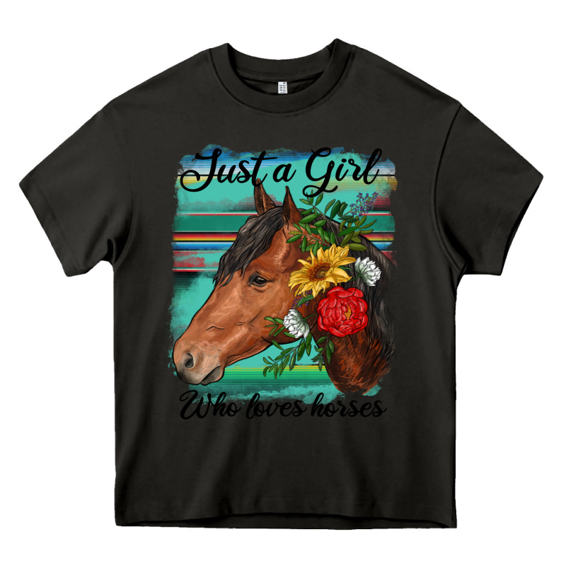 Just A Girl Who Loves Horseshoe Heavy Core Tee by RanaPortraitStore | Teevron
