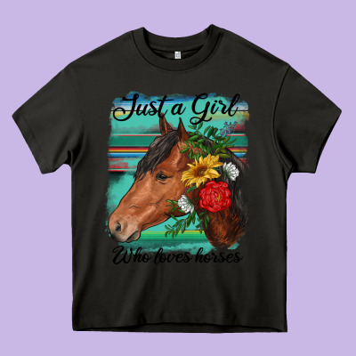 Just A Girl Who Loves Horseshoe Heavy Core Tee Designed By Ranaportraitstore