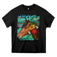 Black just a girl who loves horseshoe Heavy Core Tee - RanaPortraitStore