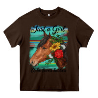 Chocolate Brown just a girl who loves horseshoe Heavy Core Tee - RanaPortraitStore
