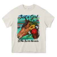 Cream just a girl who loves horseshoe Heavy Core Tee - RanaPortraitStore